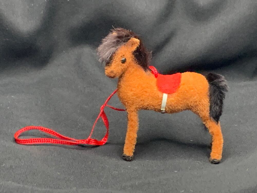Vintage Wagner Handwork Flocked Horse West Germany Saddle Ornament 1983-1990